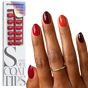 BTArtbox SCOATTIPS XS Puntas de Uñas Rojas 160 Piezas al por Mayor, Uñas Postizas Extra Cortas de Gel Suave Almendrado Premium para Otoño/Invierno - Product Image 1