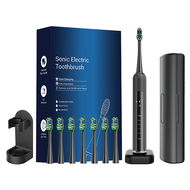 Hit Product Electric Sonic Toothbrush Travel Box 8 Soft Bristle Heads Wireless Induction Charging for Adults Home Travel Use
