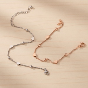 Stainless Steel <b>Love</b> Token Bracelet for Couples Trendy Gold-Plated Heart Pattern Chain Micro Insert Anniversary Gift - Product Image 1