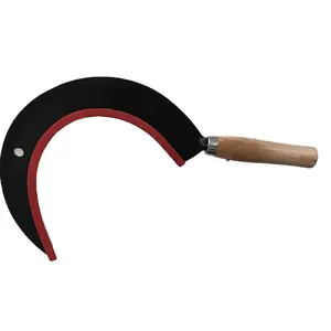 Farming Tools Carbon Steel Garden Grass Sickle with Wooden Handle For Rice Harvesting