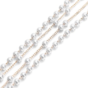 Cadena de perlas de imitación, cadena de hierro revestida de cobre para la fabricación de joyería DIY por metros - Product Image 1
