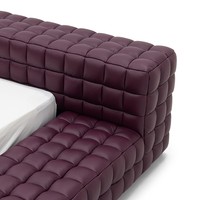 Lit plateforme moderne en cuir véritable avec tête de lit capitonnée à grille pour chambres Queen et King