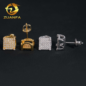 GRA Certificate Bulk Stock in America Warehouse Fashion Jewelry Iced Out S925 Screw <strong>Back</strong> VVS1 Moissanite Square Stud <strong>Earrings</strong> - Product Image 6