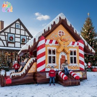 Giant Christmas Gingerbread Man Candy PVC Jumping gonflable Bounce House Dry Slide Combo for Kids