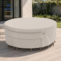 Housse de table ronde imperméable HOMFUL pour patio, en PVC 600D enduit, résistante, pour extérieur