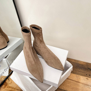 WETKISS Vente en gros Bottines noires rétro Western à bout pointu Bottes extensibles pour femmes Bottes compensées cachées Bottines à enfiler - Product Image 4