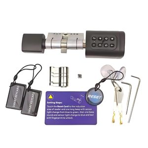 Offre d'usine : Cylindre de serrure intelligent numérique Tuya BLE à profil européen, accès par empreinte digitale et mot de passe, noir et argent - Product Image 2