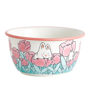 Popular Single Rabbit Cartoon Eco-Friendly Ceramic Tableware <b>Set</b> Cute Design Gift Box Includes Bowl Dinner Salad Soup Plate - Product Image 6