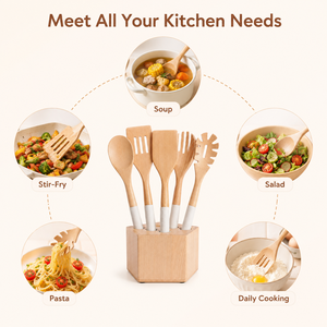 Spatule personnalisée antiadhésive à long manche, pelle à frire, cuillères à riz et à soupe, ensemble avec poignée en silicone résistante aux hautes températures - Product Image 3