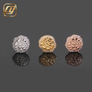 Boucles d'oreilles clous en moissanite taillée CNC, en argent S925, style 'Iced Out' avec pierres en forme de pépites, à fermoir à vis, irrégulières, pour hommes, bijoux Hip Hop - Product Image 4