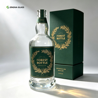 Bouteille de liqueur en verre transparent de 750 ml avec étiquette autocollante, logo personnalisé, bouteille vide pour whisky ou brandy avec bouchon en liège