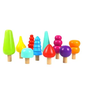fashion Wooden Forest Tree Mushroom Building Toys for Children Large Size Creative Montessori Educational Toys For girl boy kid