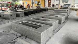 Grande <span class=keywords><strong>cheminée</strong></span> rectangulaire au <span class=keywords><strong>bioéthanol</strong></span> Table de foyer intérieur extérieur élégante construction de corps en béton foyer à l'éthanol - Product Image 6