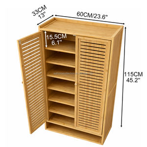 Zapatero Ventilado de Bambú SYT para Zona de Entrada, Mueble de Almacenamiento con Estantes Extraíbles para Recibidor o Esquina - Product Image 2