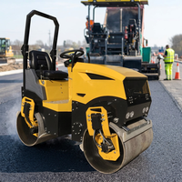 Mini-compacteur vibrant à double tambour de 1 tonne, autoporté, pour routes, avec certification CE