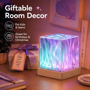 Lampe de projection d'ondes océaniques : Lumière ambiante RVB effet aurore avec télécommande, lampe décorative de chevet créative à ondulations d'eau 3D - Product Image 2