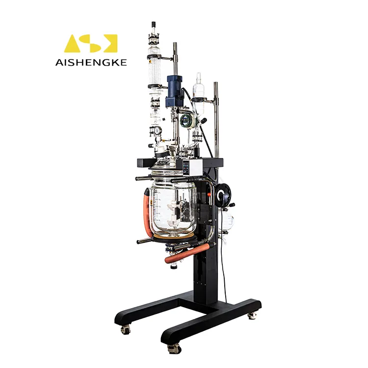 Ask-238 novo design 5l 10l 20l 50l 100l 150l 200l maquinaria química biodiesel reator de vidro jaqueta para uso em laboratório