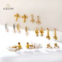 Anting-anting Grosir Stainless Steel untuk Wanita, Koleksi Anting Tusuk dan Anting Gantung dengan Zirkonia Kubik, Mutiara, Salib, Bunga, dan Cangkang