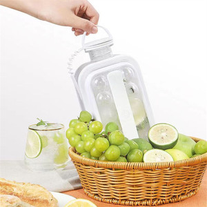 Bouteille d'eau <span class=keywords><strong>à</strong></span> glaçons 2 en 1 avec paille pour Cool Summer Zero Touch Press pour Coffee Juice Gym Outdoor Travel Ice Cube Tray - Product Image 1