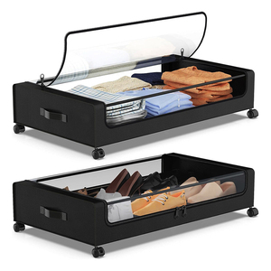 Onderbed Rollende Opslag Met Wielen 4 Pak Grote Onder Bedcontainers Met Doorzichtige Deksels Onder <span class=keywords><strong>Bed</strong></span> Opbergbakken Voor Kledingschoenen - Product Image 6