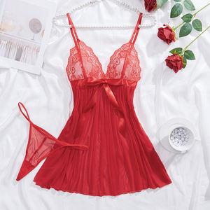 في المخزون ملابس نسائية مثيرة ملابس داخلية شفافة شفافة من خلال قطعتين ملابس نوم داخلية للمرأة - Product Image 6