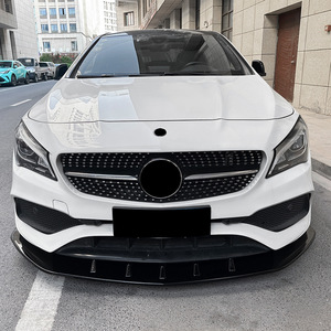 Mercedes-Benz ClA-Class C117 Front Bumper Lip Splitter Piano Black Carbon Fiber Texture Tuning Style 2016-2019 AMG - Product Image 2