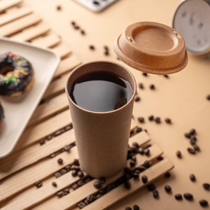 Custom Logo <b>Disposable</b> Paper <b>Cups</b> 8oz-16oz Double Wall for Hot Bubble Tea and Coffee Black Double Wall Coffee <b>Cup</b> with Lid - Product Image 2