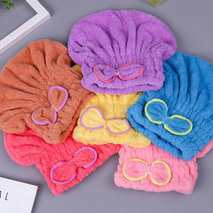 Chapeau de douche absorbant en polaire corail avec nœud mignon, séchage rapide des cheveux, épaissi, serviette de cheveux à séchage rapide, couvre-chef - Product Image 3