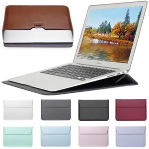 กระเป๋าหนัง PU ใส่แล็ปท็อปขนาด11, 12, 13, 14, 15, 16.2นิ้วสำหรับ MacBook iPad Air Pro, Huawei, Matebook, HP, Asus เคสโน๊ตบุ๊คพร้อมขาตั้ง