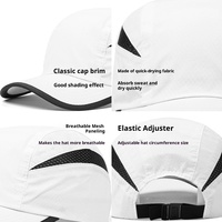 Gorra Deportiva de 5 Paneles con Logotipo Personalizado al por Mayor, de Secado Rápido, Transpirable, de Poliéster, para Correr y Entrenar, para Marcas, al por Mayor