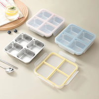Boîte à lunch en acier inoxydable 304 de 720 ml, 4 compartiments, boîtes à collation Bento, contenants de stockage alimentaire avec couvercles