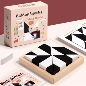 Puzzle Bianco e Nero Giocattolo Educativo per Bambini 5-7 Anni Blocchi di Costruzione in Plastica Gioco da Tavolo Interattivo Genitore-Figlio Nascosto - Product Image 4