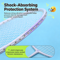 Raqueta de Bádminton de Fibra de Carbono 4U, Raqueta Profesional de Grafito con Alta Tensión, Raqueta Ligera de Ataque para Smashes y Control