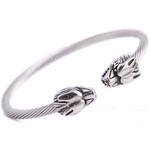 Pulsera de Cable con Doble Cabeza de Dragón de 11 mm, Acero Inoxidable, Joyería para Hombre, Diseño con Patrón Animal, Regalo - Product Image 1
