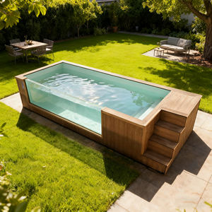 Piscina Elevada Contemporánea con Marco de Madera y Sistema de Bomba de Filtro de Bajo Consumo para Uso Familiar - Product Image 4
