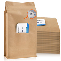 Sachet alimentaire écologique, sachet à fermeture éclair écologique pour grains de café, sachet à 8 côtés avec valve pour thé