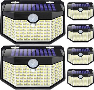 Lampe solaire murale à 120 LED avec détecteur de mouvement, 3 modes d'éclairage, étanche IP65, pour jardin, patio, cour - Product Image 1