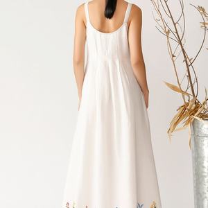 Vestidos de Verano de Nuevo Diseño para Mujer, Vestidos Casuales sin Mangas, Holgados y Modestos con Bordado Floral, Vestido Maxi de Lino y Algodón - Product Image 2