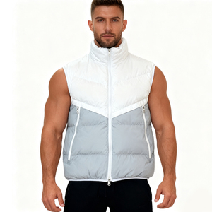 Chalecos sin mangas gruesos y cálidos para hombre al por mayor, chaquetas de talla grande con logotipo personalizado, cremallera informal, poliéster de moda para invierno - Product Image 4