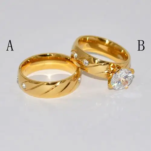 Professional Supplier Couple 18K Gold Gold Plated Stainless Steel Ring In Hot Sale