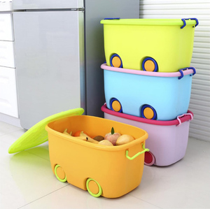 Large Plastic Storage Containers Wheels Handles Cute Macaron Color KidsToys Storage Boxes <b>Bins</b> Factory Own Design PP Material - Product Image 2