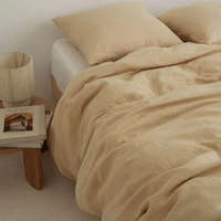 Parure de lit unie 100 % coton style européen 300 fils/pouce² tissage doux avec 2 taies d'oreiller anti-bactériennes pour la maison, l'hôtel et les mariages