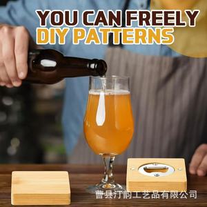 Wooden bottle opener for home use, beer and beverage bottle opener, square bamboo and wood <b>refrigerator</b> magnetic bottle opener, - Product Image 3