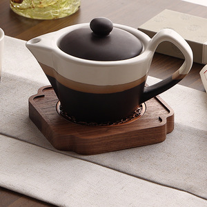 Solid Wood Dry Brewing Stand <b>Small</b> Black Walnut Wood Tea <b>Tray</b> Irregular Shape Office Desktop Use - Product Image 3