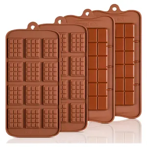 Molde de barra energética de caramelo de silicona de grado alimenticio libre de BPA al por mayor moldes de chocolate de silicona antiadherentes resistentes al calor para Navidad