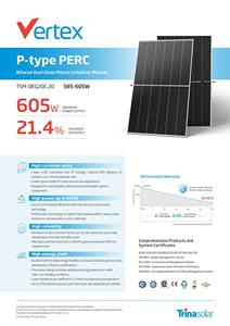 โมโนคริสตัลไลน์ชนิด N-Type bifacial Trina 585W 590W 595W 600W 605W แผงโซลาร์เซลล์ <span class=keywords><strong>TSM</strong></span>-<span class=keywords><strong>DEG20C</strong></span>.<span class=keywords><strong>20</strong></span> Topcon - Product Image 2