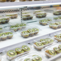 Boîte d'emballage pour mini gâteaux, desserts et pâtisseries, en PET écologique, haute transparence, 3 pièces, couvercle transparent à boucle, 75 mm, 205 mm, pour mini kiwi