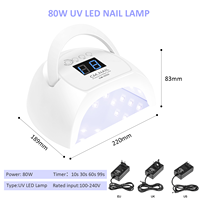 Appareil de séchage des ongles UV LED CM.NAIL CM-I2 Plus 80W portable pour usage domestique et professionnel, lampe à gel pour vernis à ongles avec longueurs d'onde 365nm/405nm