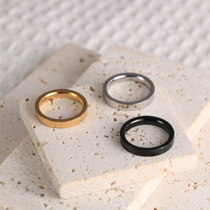 Minimalist <b>Couple</b> <b>Rings</b> Gold Black Stainless Steel Polished Unisex Fashion Jewelry Gift SA474 - Product Image 1