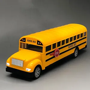 थोक वापस खींच संगीत प्रकाश वाहन लंबे पीले स्कूल बसों मॉडल संगीत मिश्र धातु खिलौना बस